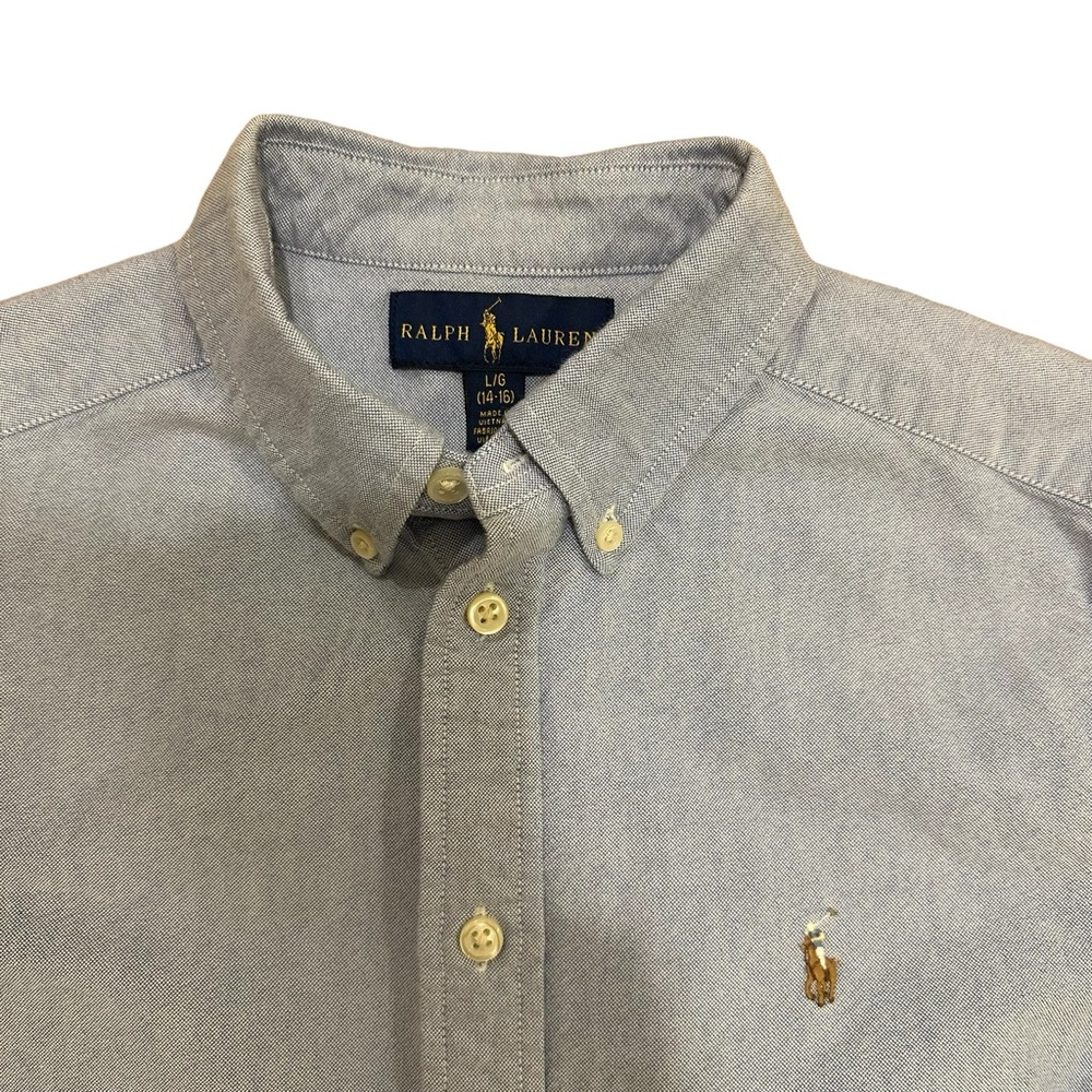 Polo Ralph Lauren Boys Solid Long Sleeve Shirt, Oxford Blue, Size Large/14-16 - Picture 3 of 5